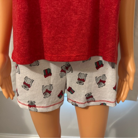 Cute Jaclyn Intimates size L red gray Bulldog Dear Santa pajama set - Picture 3 of 5